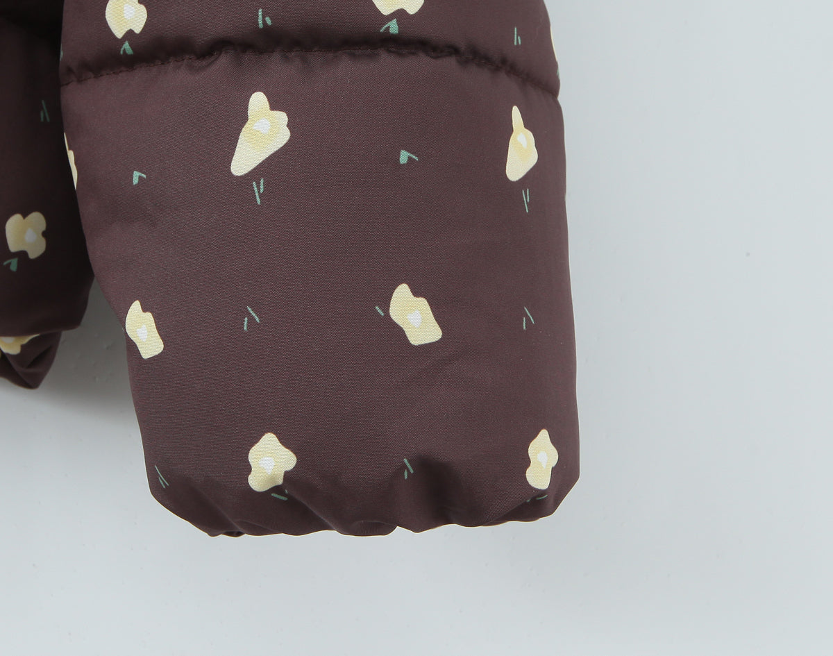 Hooded Flower Printed Women's Cotton Coat