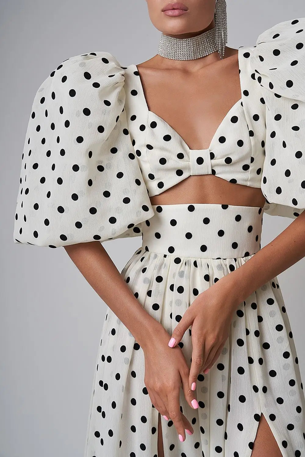 Short Tops And Split Long Skirt Women Dress Set