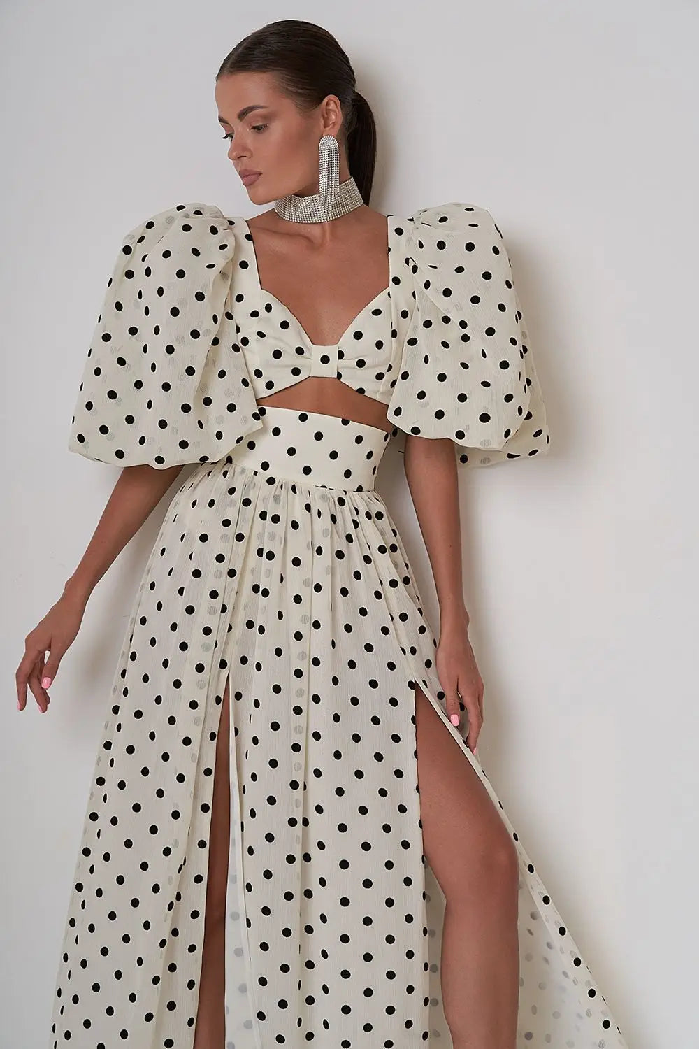 Short Tops And Split Long Skirt Women Dress Set