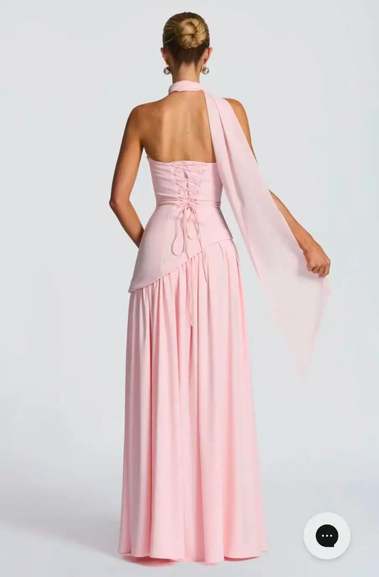 Solid Strapless Sleeveless with Binding Tape Split Party Dress