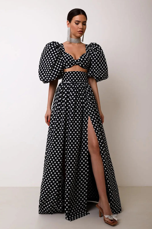 Short Tops And Split Long Skirt Women Dress Set