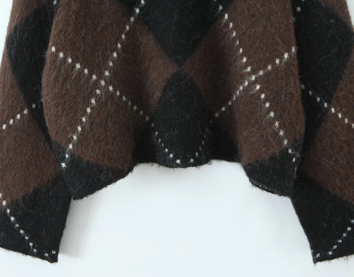 Loose Flare Sleeve Stripe Knitted Office Lady Sweaters Pullovers