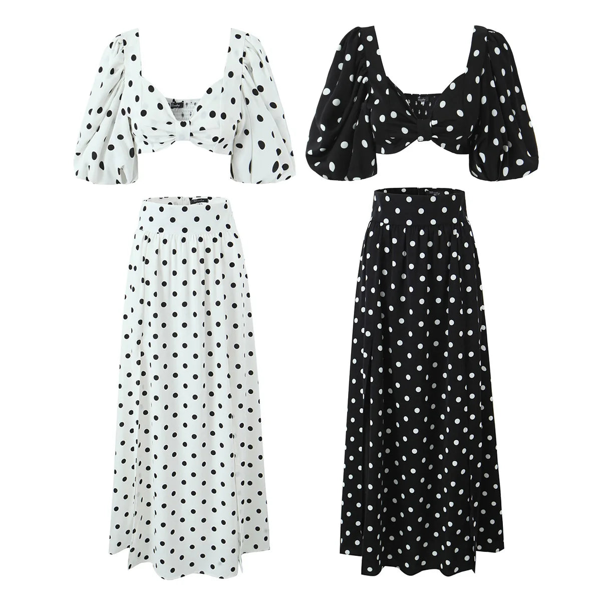 Short Tops And Split Long Skirt Women Dress Set