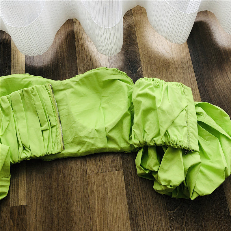 Puff Sleeves Bodice Off The Shoulder Sexy Female Blouse Top