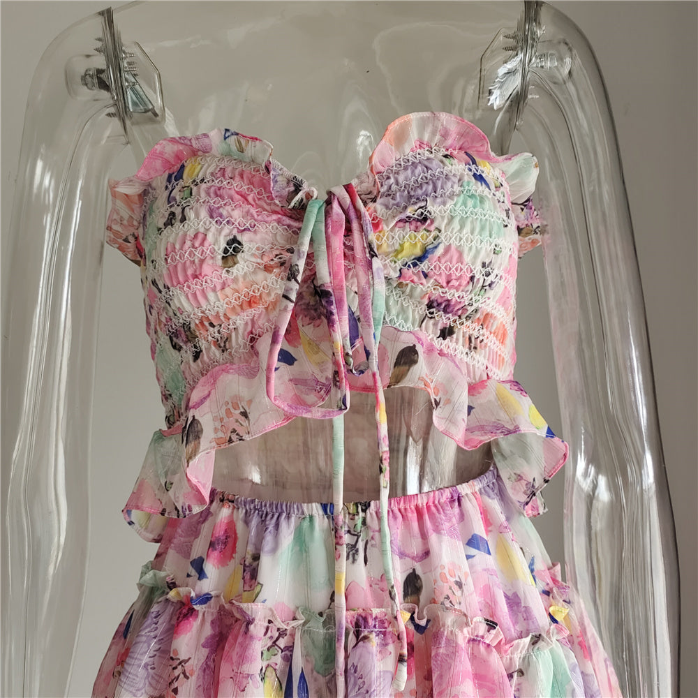 Ruffled Sexy Backless Mini Dress