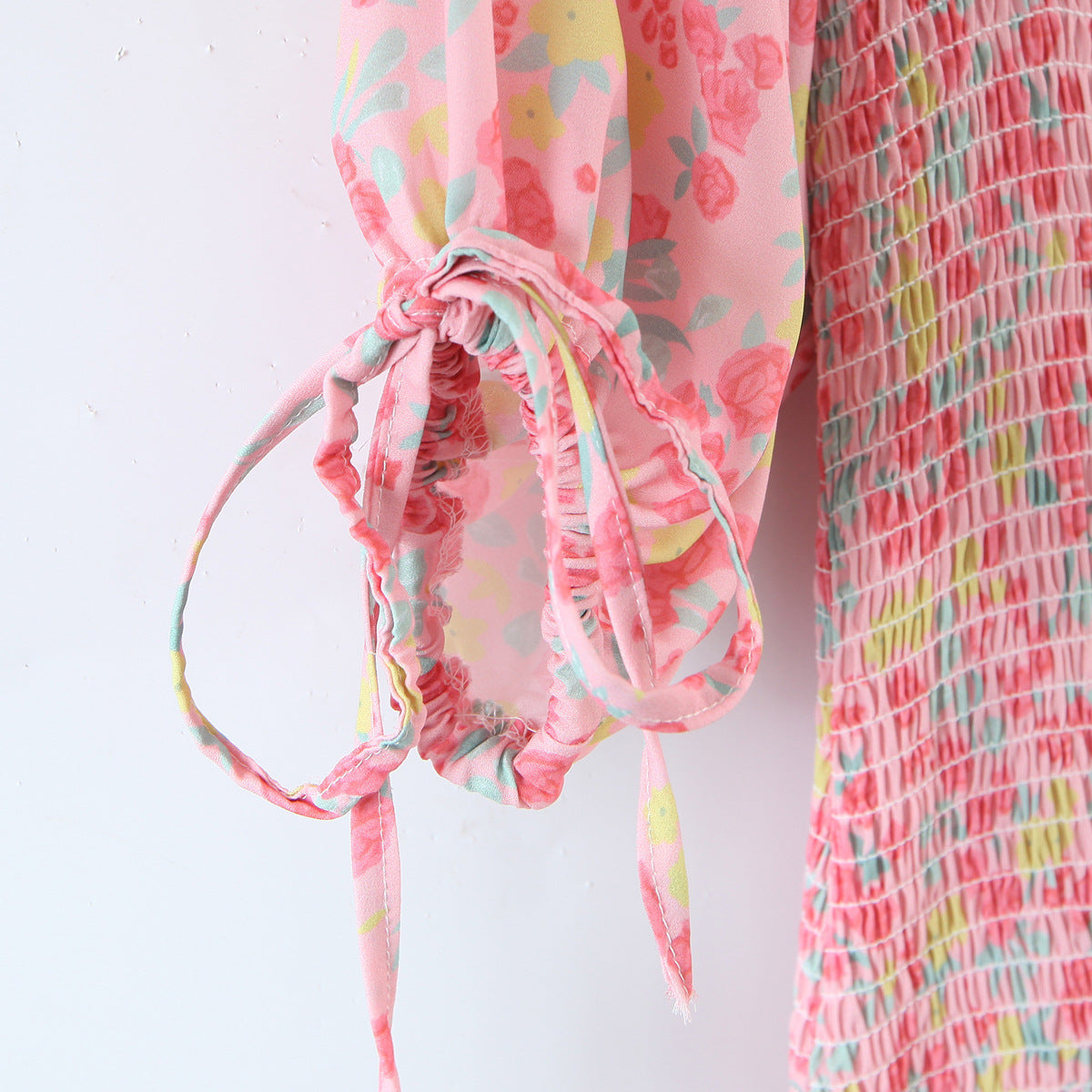 Short Sleeve Floral Print Pink A-line Women Mini Dress
