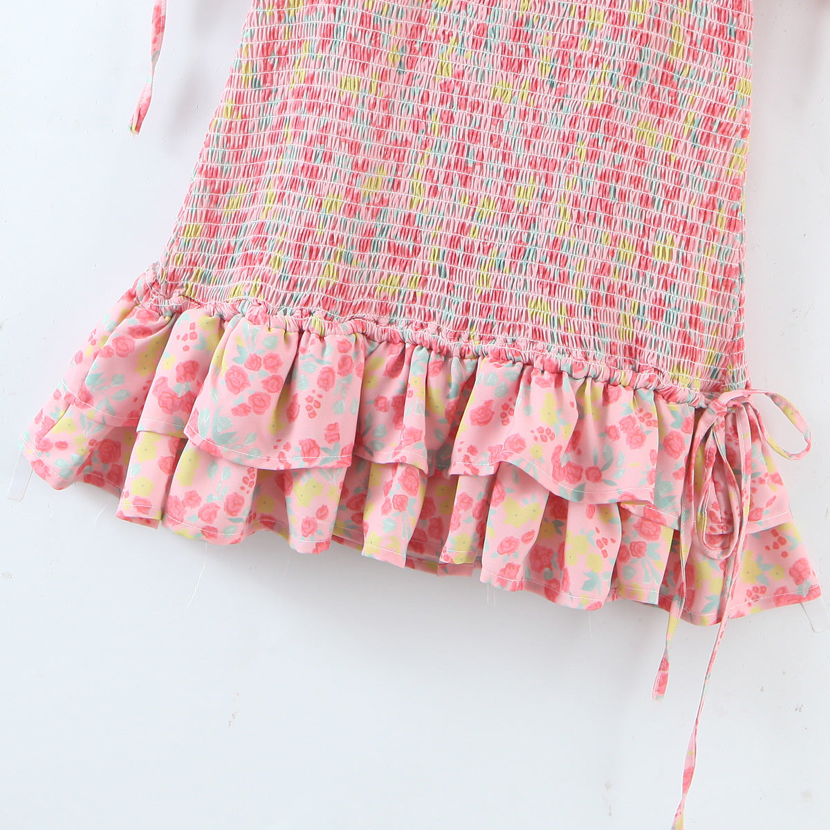 Short Sleeve Floral Print Pink A-line Women Mini Dress