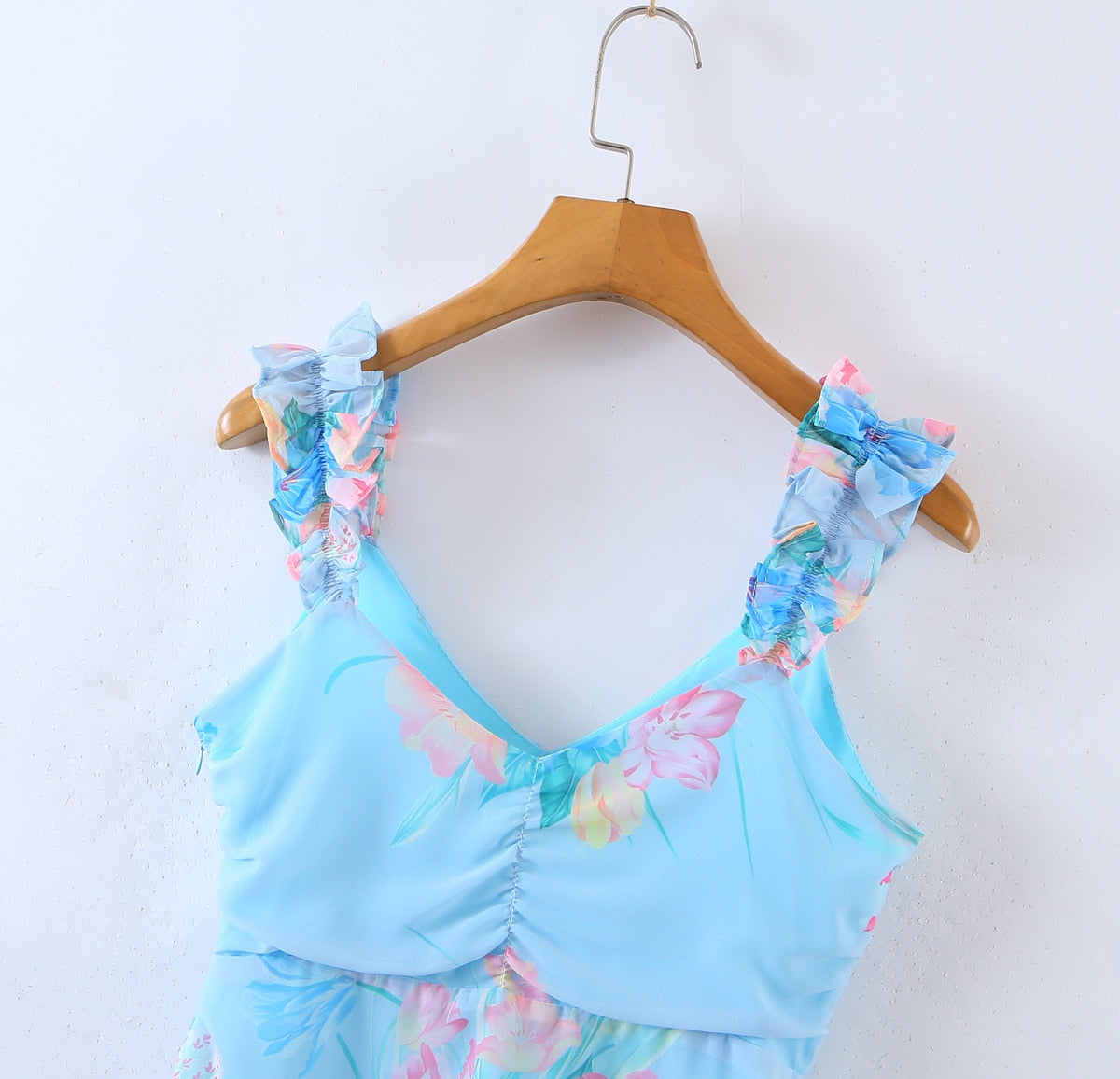 V-neck Sleeveless Blue Mermaid Sexy Mini Dress