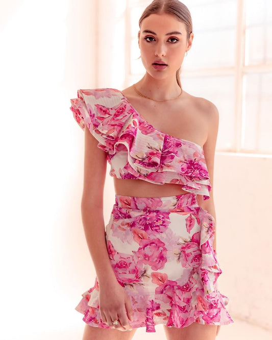 Dolce Frill Crop With Skirt Women Sets