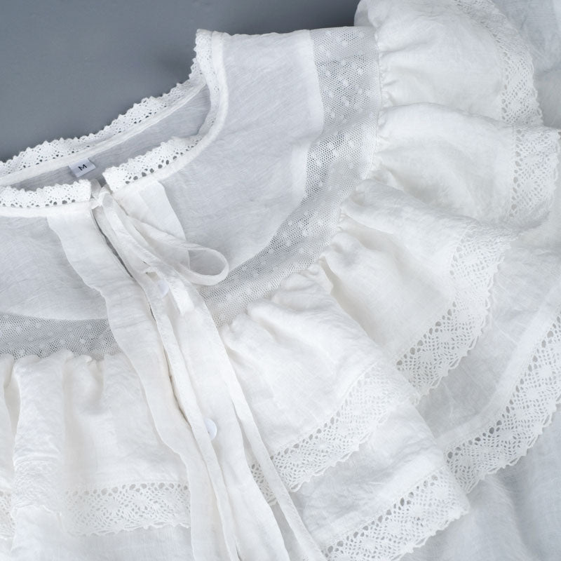 Short Sleeve White Lace Patchwork Mini Dress
