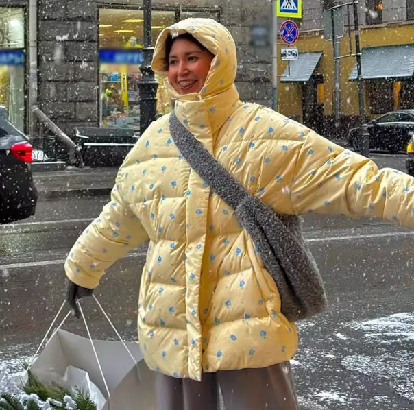 Loose Hooded Floral Cotton Quilted Casual Jacket Winter Coat