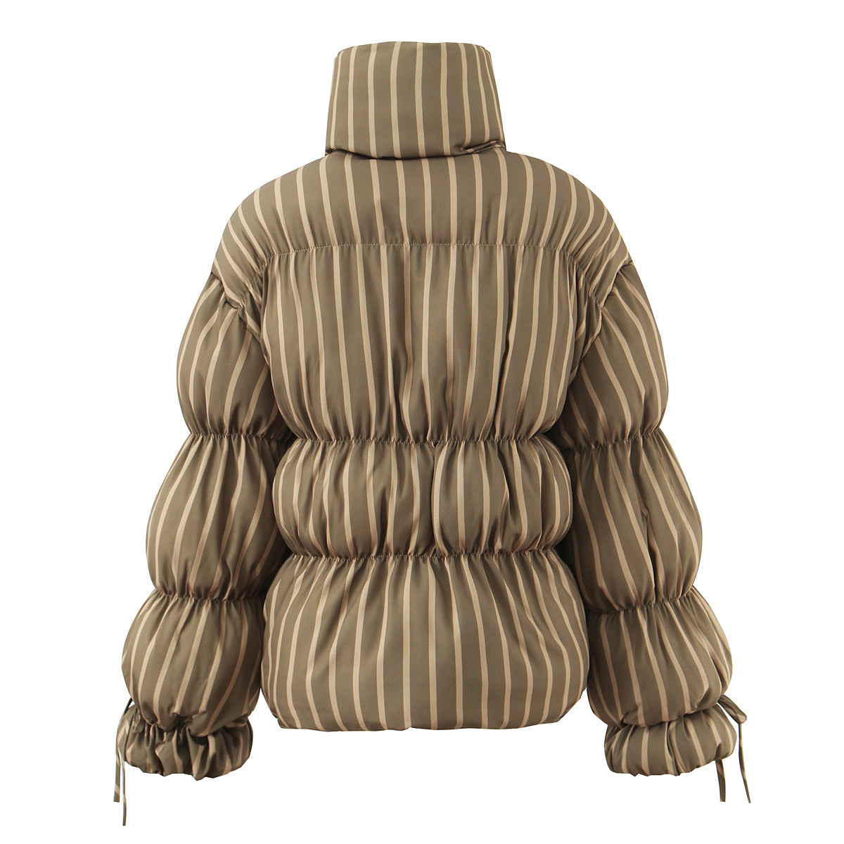 Loose Elegant Stree Jacket Lace Up Long Sleeve Stand-Up Collar Cotton Coats