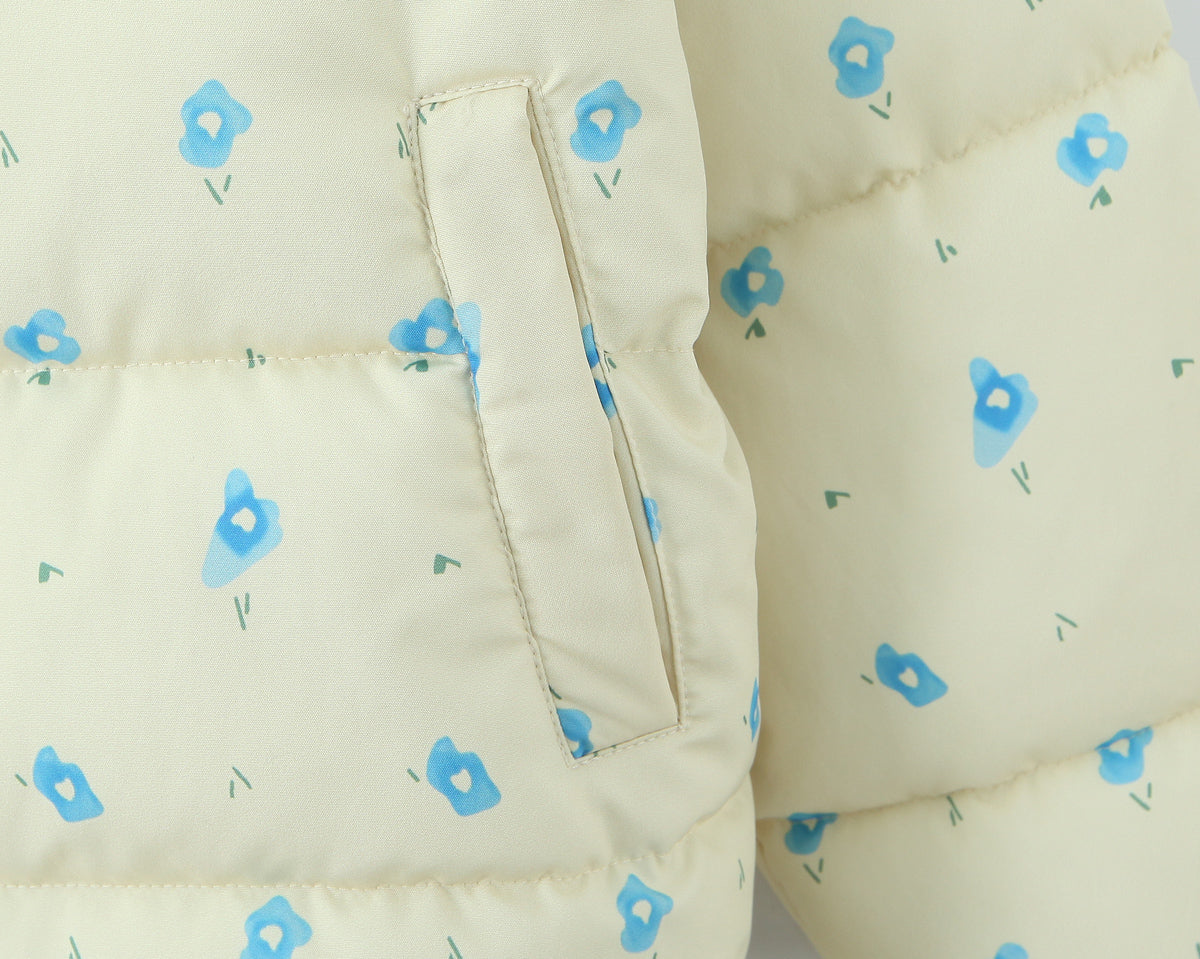 Loose Hooded Floral Cotton Quilted Casual Jacket Winter Coat