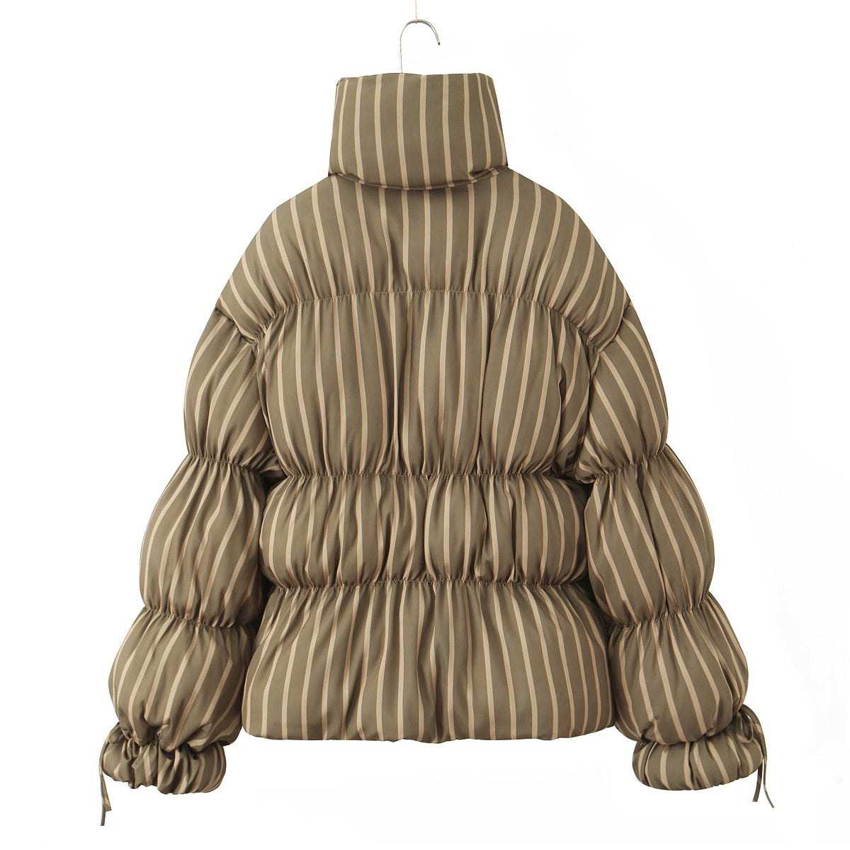 Loose Elegant Stree Jacket Lace Up Long Sleeve Stand-Up Collar Cotton Coats