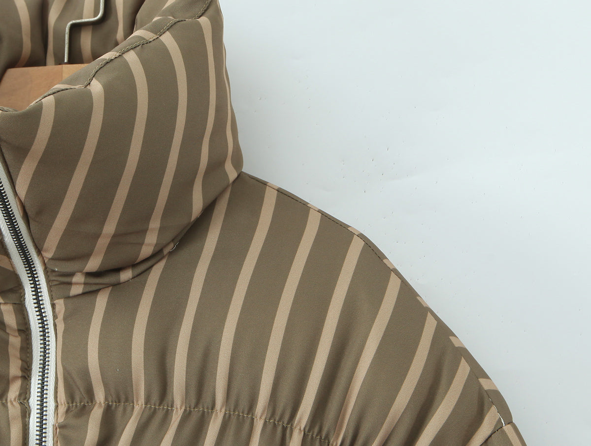 Loose Elegant Stree Jacket Lace Up Long Sleeve Stand-Up Collar Cotton Coats