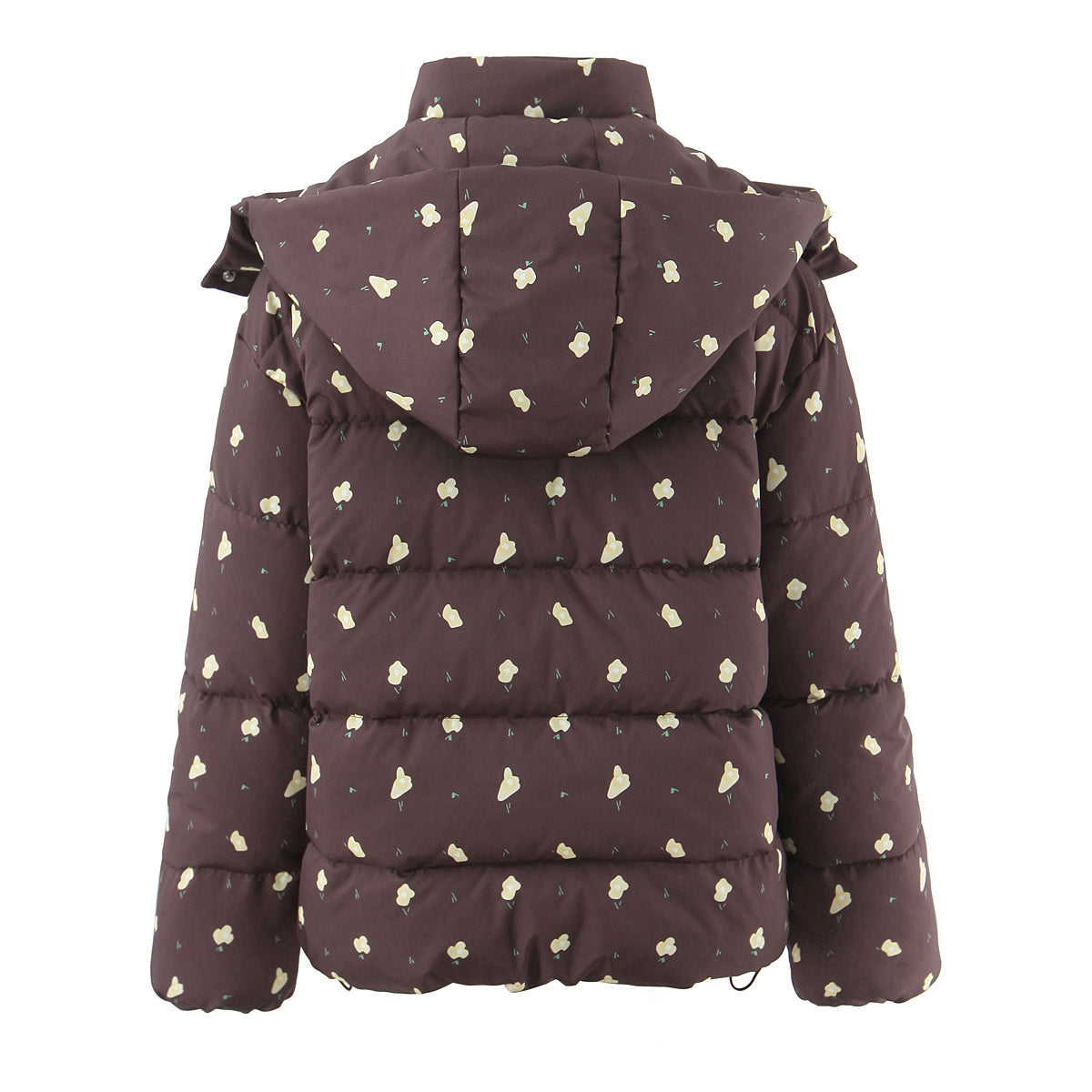 Hooded Flower Printed Women's Cotton Coat