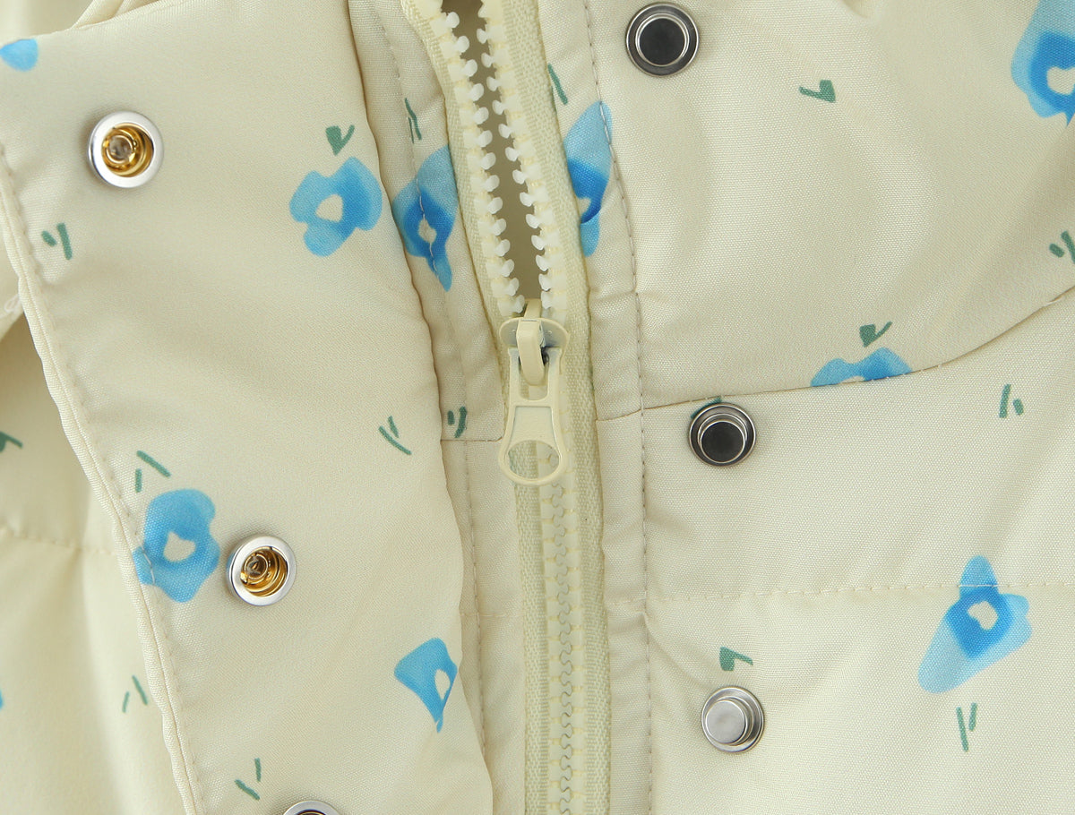 Loose Hooded Floral Cotton Quilted Casual Jacket Winter Coat