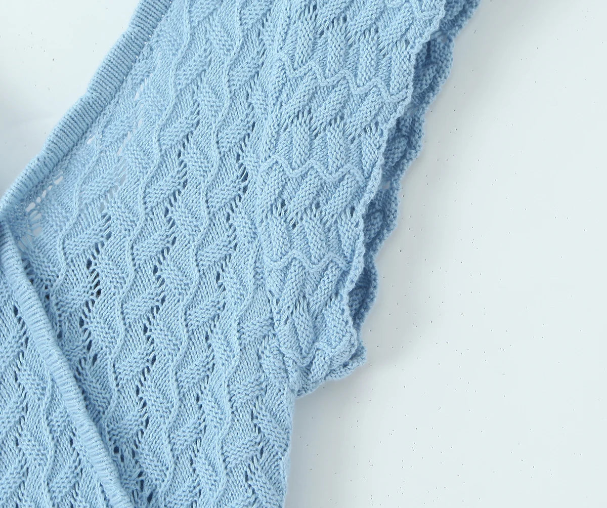 Backless Crochet Knit Bodycon Maxi Dress