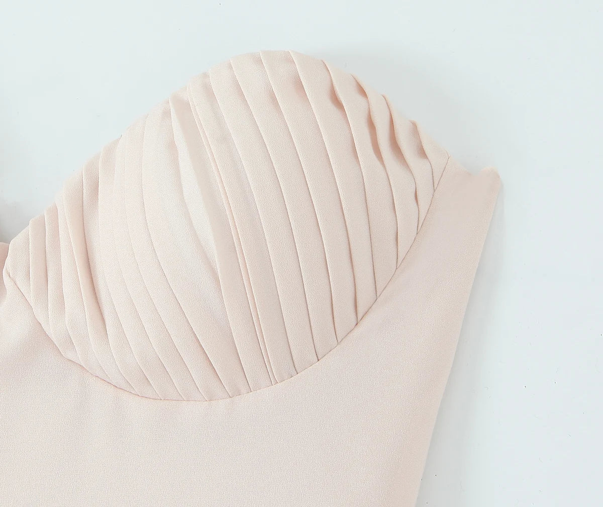 Elegant Folds Solid Strapless Sleeveless Party Dress