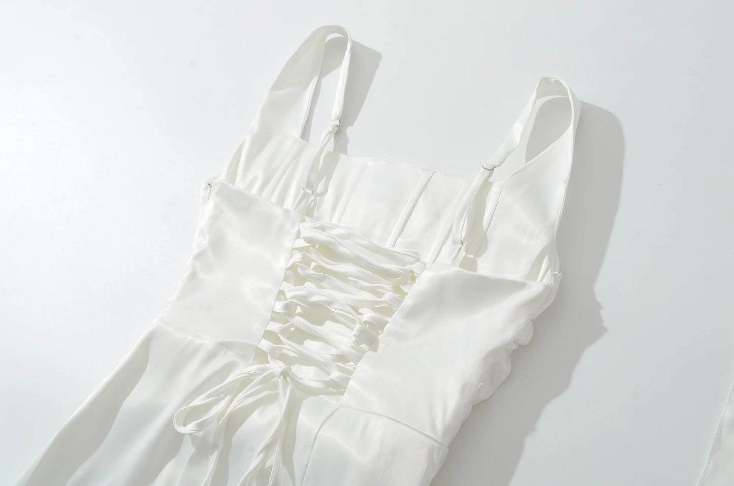 Satin Square Neck Ruched Waist Maxi Dress