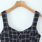 Blue Plaid Sweetheart Neck Bubble Hem Mini Dress