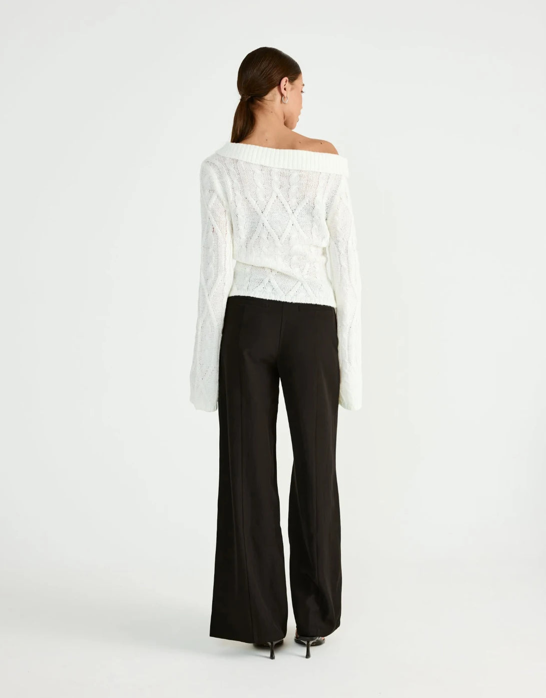 Solid O-neck Full Sleeve Striped Knitted Hollow Out Short Sweaters Pullovers