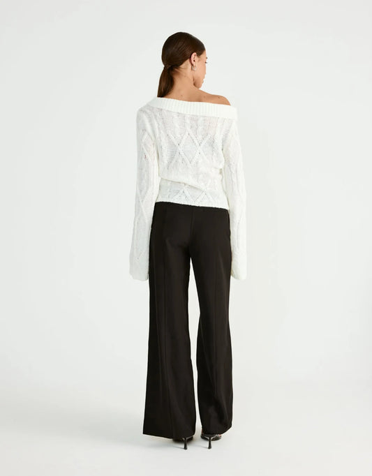 Solid O-neck Full Sleeve Striped Knitted Hollow Out Short Sweaters Pullovers