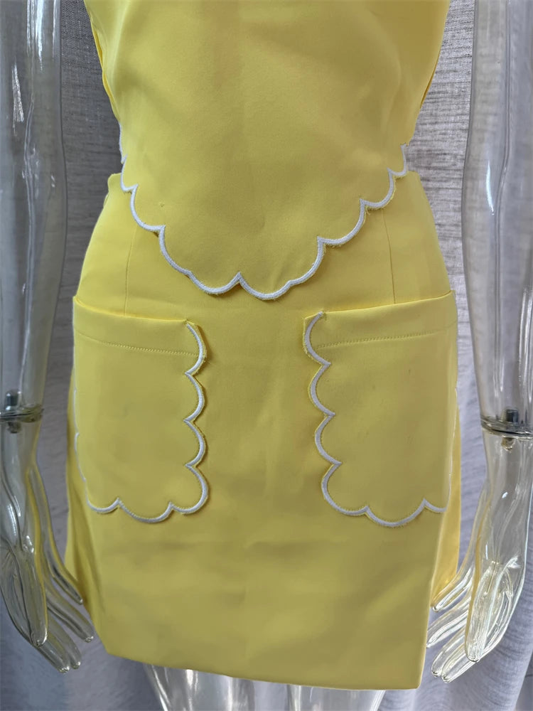 high quality top and Limoncello Mini Skirt embroidered scallop edge vocation beach women sets