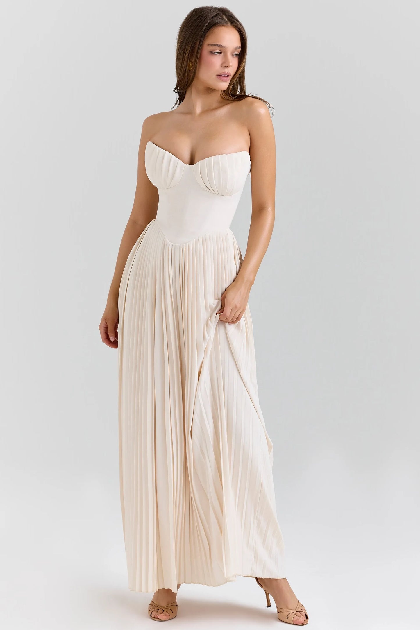 Elegant Folds Solid Strapless Sleeveless Party Dress