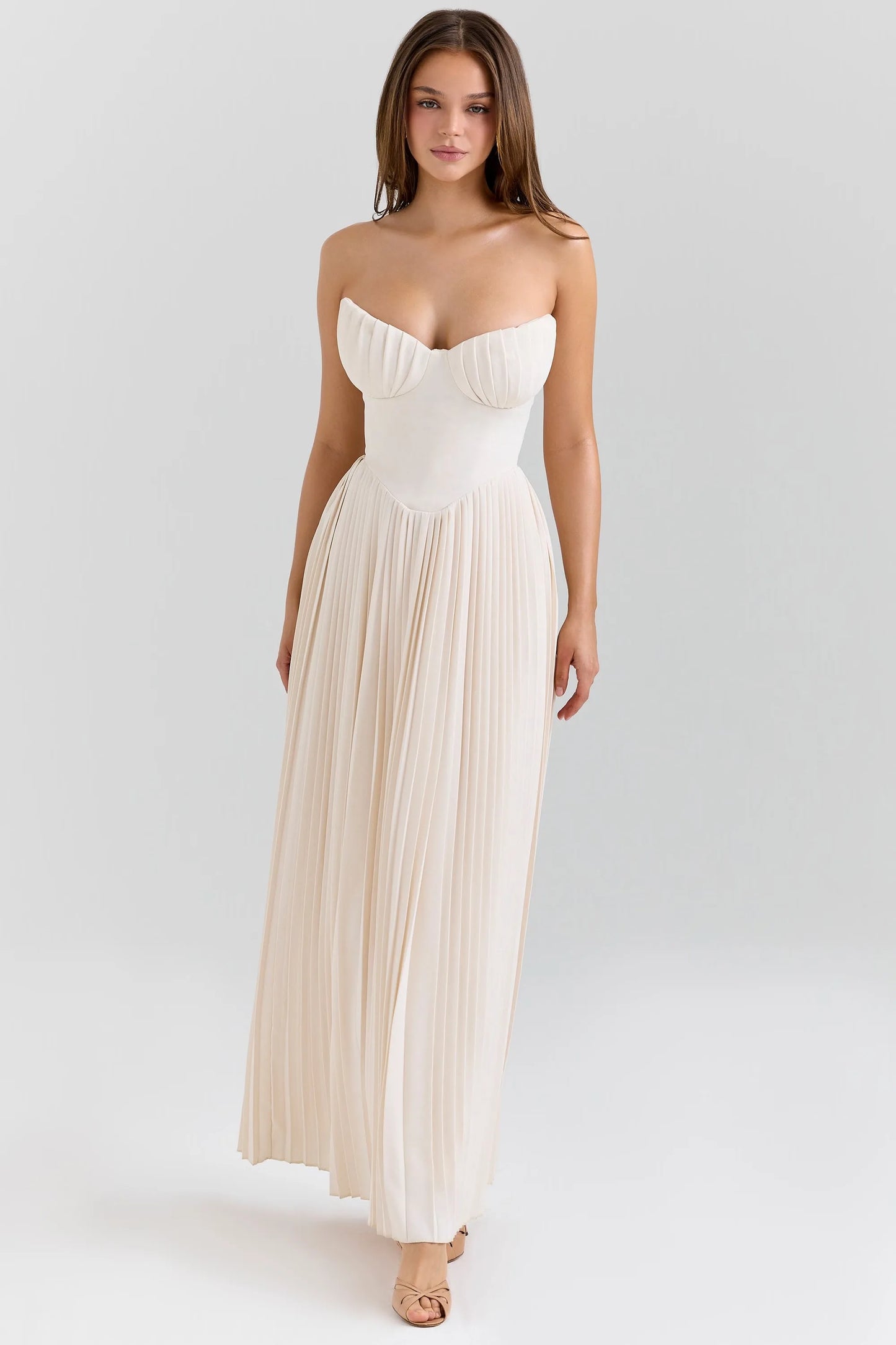 Elegant Folds Solid Strapless Sleeveless Party Dress