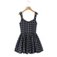 Blue Plaid Sweetheart Neck Bubble Hem Mini Dress