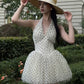 Polka Dot Halter Corset Tulle Mini Dress