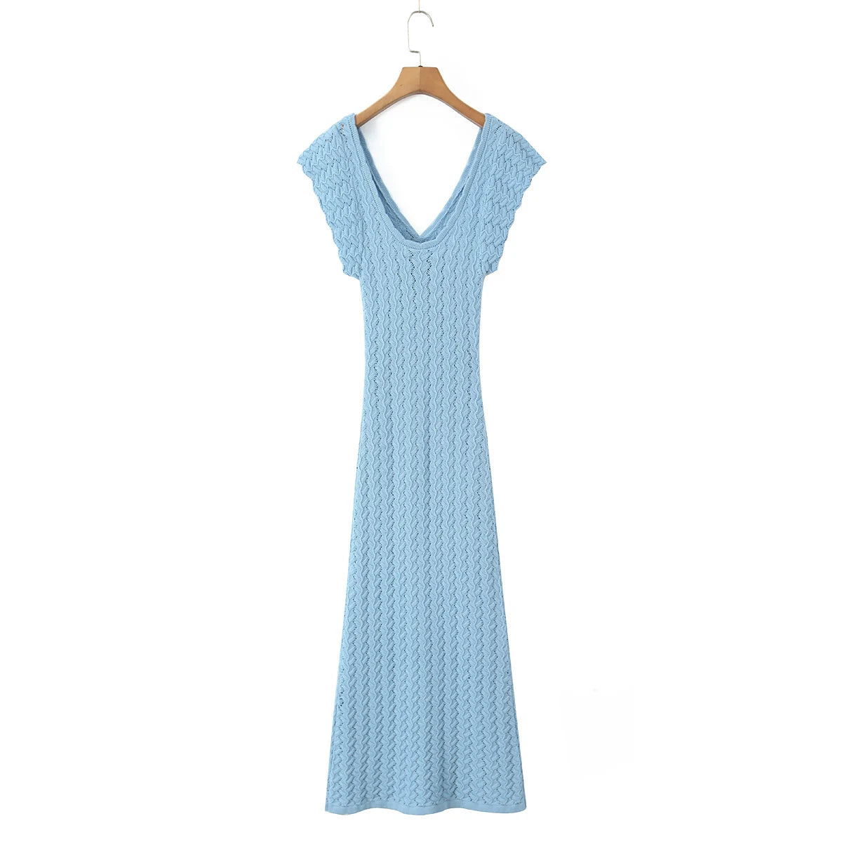 Backless Crochet Knit Bodycon Maxi Dress