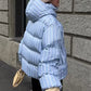 New Autumn Winter Hooded Quilted Striped Jacket Women Coat
