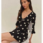 Polka Dot V-Neck Ruffle Sleeve Mini Dress