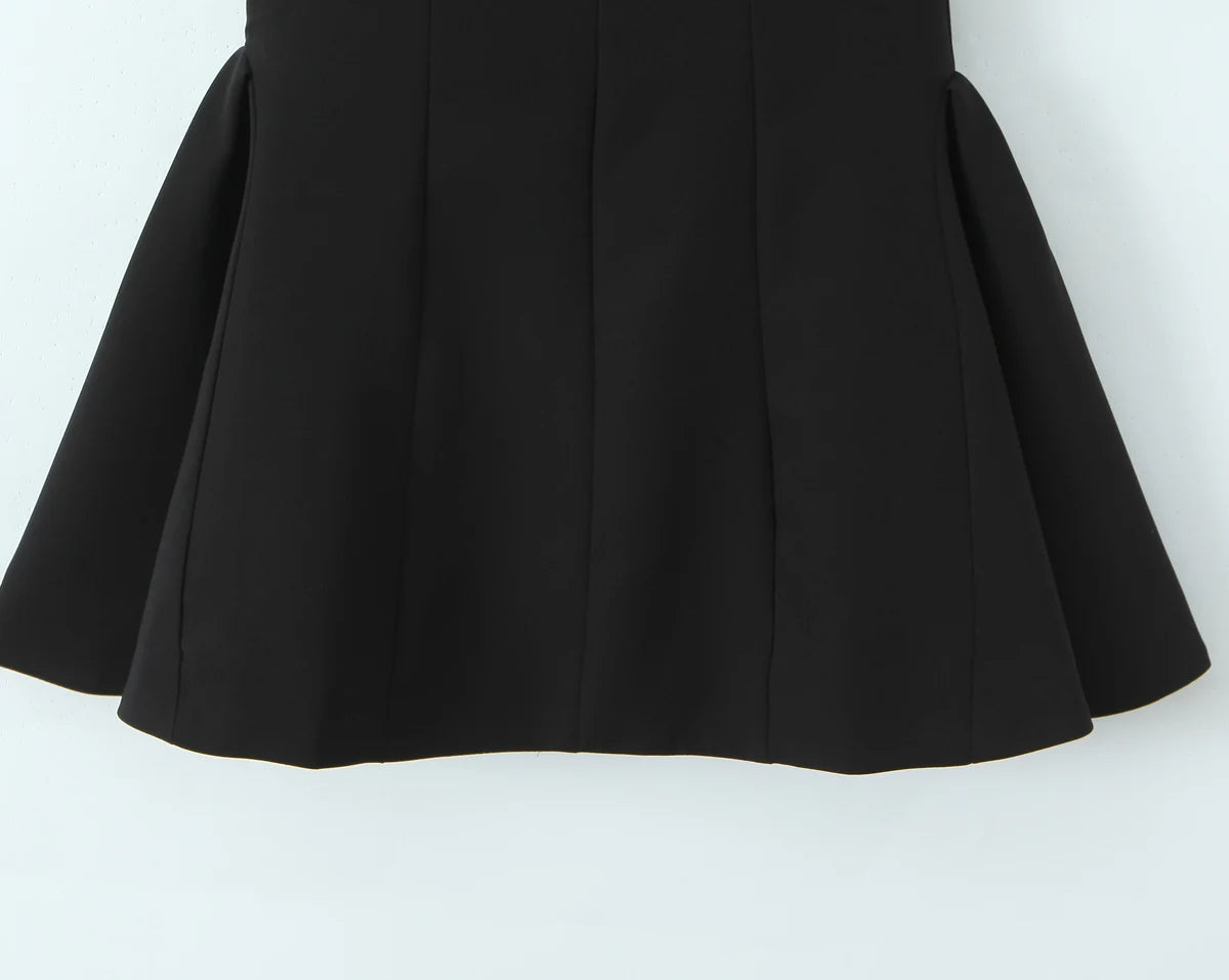 Lace Trim Bow Square Neck Fit-and-Flare Mini Dress