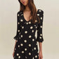 Polka Dot V-Neck Ruffle Sleeve Mini Dress