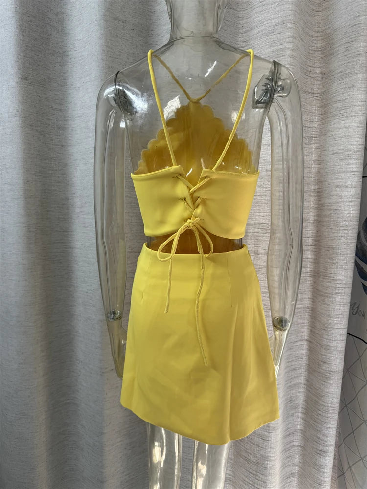 high quality top and Limoncello Mini Skirt embroidered scallop edge vocation beach women sets