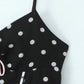 Polka Dot Corset Mini Dress with Pink Rose Applique