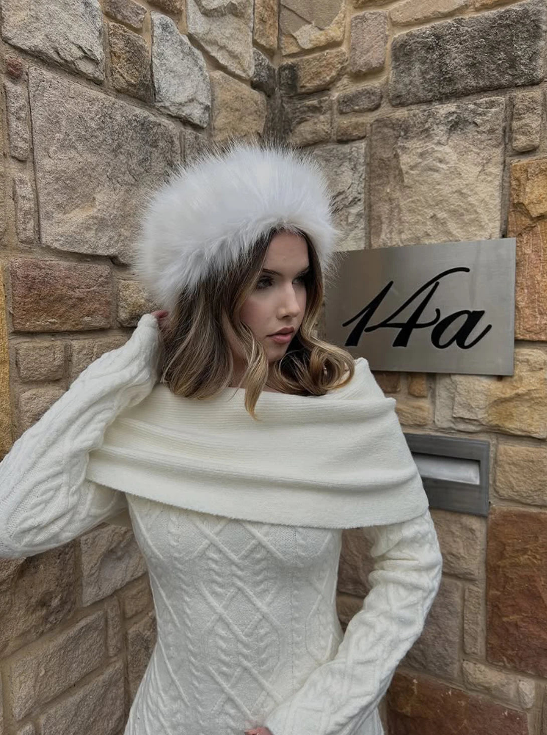 Knitted Solid Full Sleeve Striped Slash Neck Mini Dress