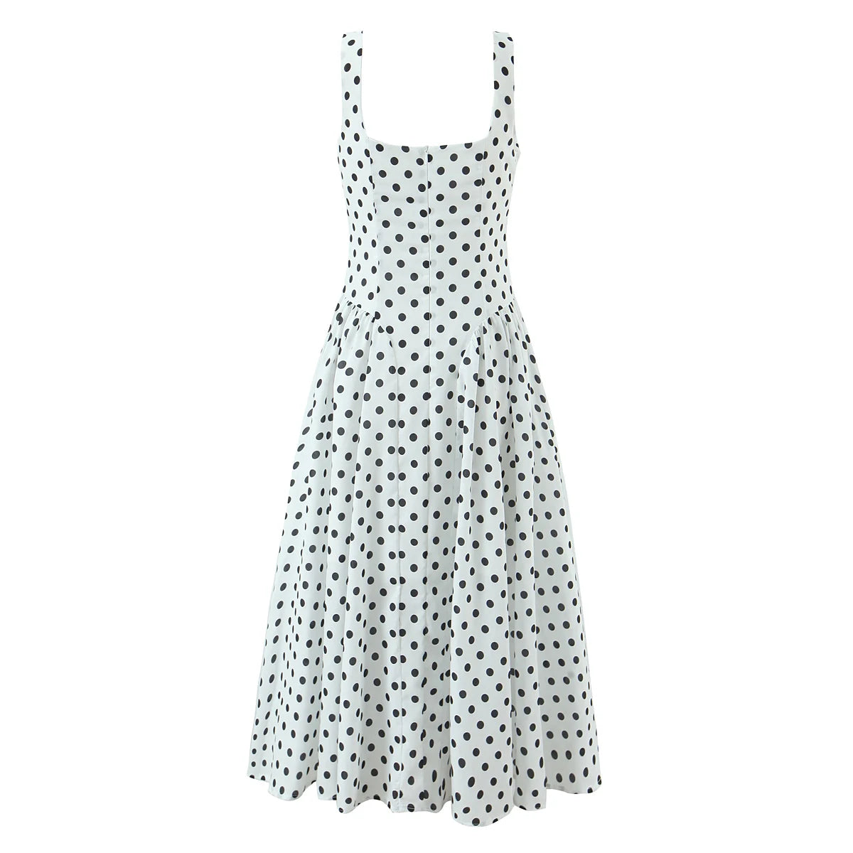 Retro Polka Dot Sweetheart Fit-and-Flare Midi Dress