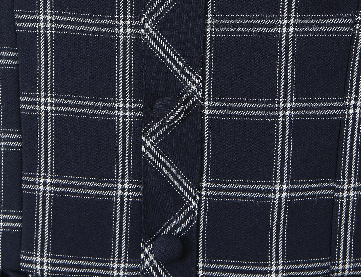 Blue Plaid Sweetheart Neck Bubble Hem Mini Dress