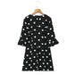 Polka Dot V-Neck Ruffle Sleeve Mini Dress