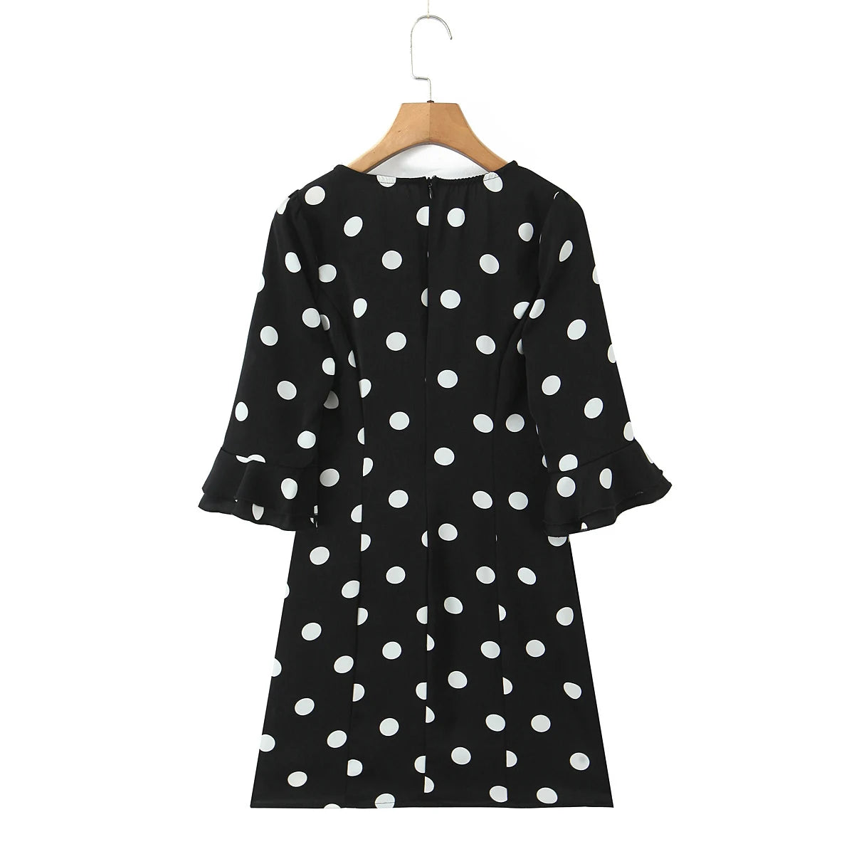 Polka Dot V-Neck Ruffle Sleeve Mini Dress