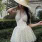 Polka Dot Halter Corset Tulle Mini Dress