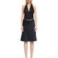 Slim Solid Neck-mounted Lace Sleeveless Patchwork Dress