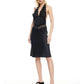 Slim Solid Neck-mounted Lace Sleeveless Patchwork Dress