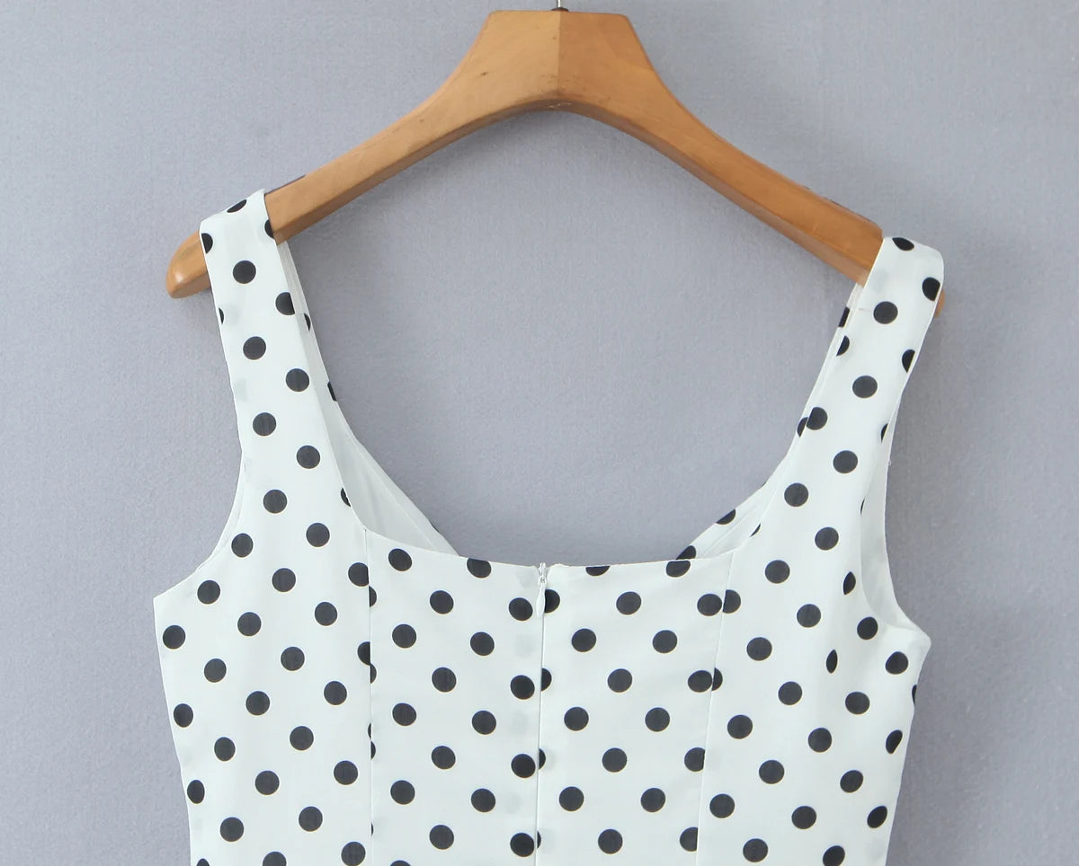 Retro Polka Dot Sweetheart Fit-and-Flare Midi Dress