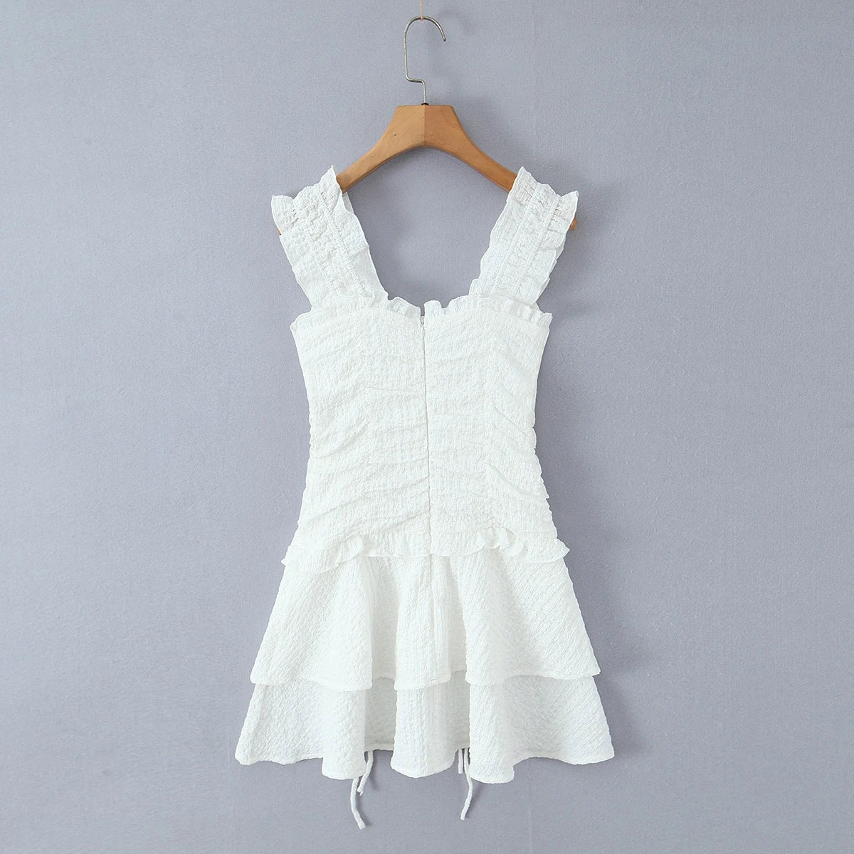 Ruffled Ruched Tiered Mini Dress