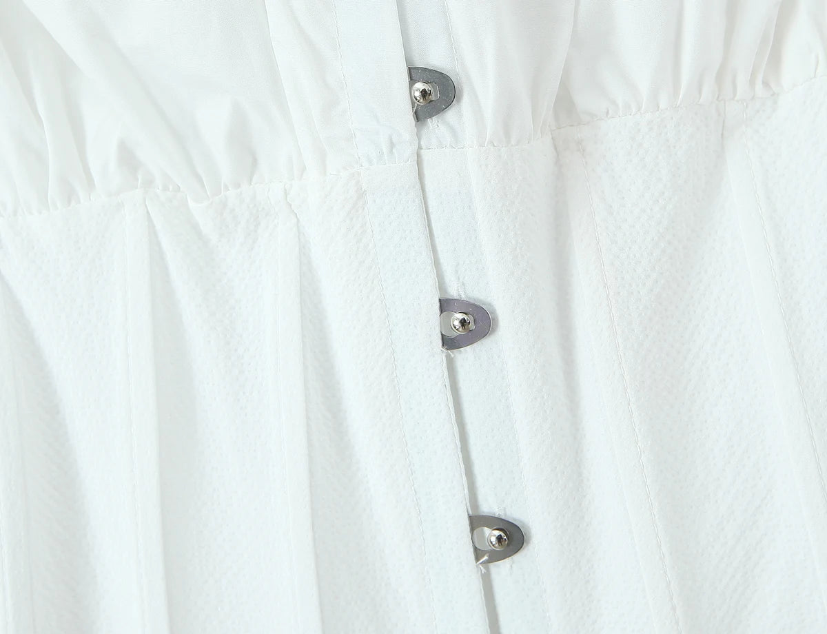 Puff Sleeve Backless Corset Crop Top